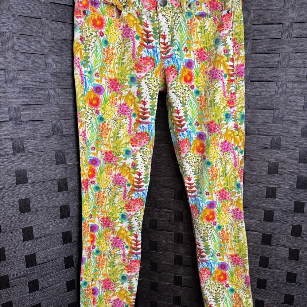 J. Crew Floral Skinny Jeans in Bright Multi-Color